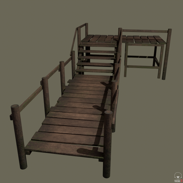 wooden walkway Modello 3D .c4d .max .obj .3ds .fbx .stl .blend 
