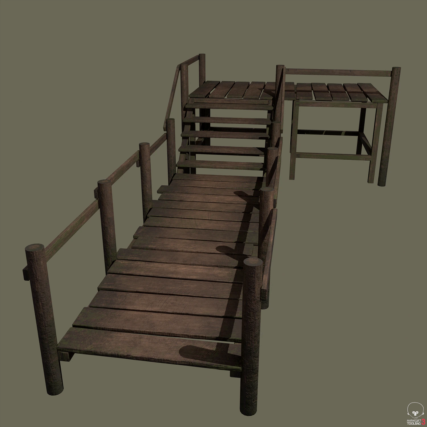 wooden walkway 3D Model .c4d .max .obj .3ds .fbx .stl .blend