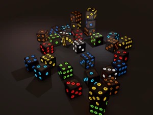 Multi-colors emissive dice package low-poly 3D 모델