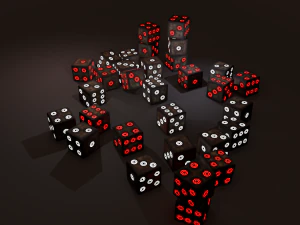 Multi-colors emissive dice package low-poly 3D Model