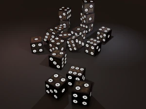 Multi-colors emissive dice package low-poly 3D Model