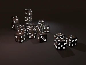 Multi-colors emissive dice package low-poly 3D Model