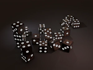 Multi-colors emissive dice package low-poly 3D Model