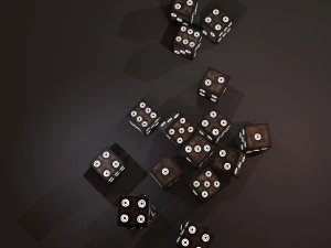 Multi-colors emissive dice package low-poly 3D Model