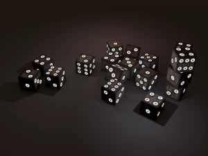 Multi-colors emissive dice package low-poly 3D Model