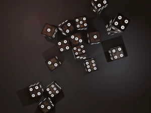 Multi-colors emissive dice package low-poly 3D Model