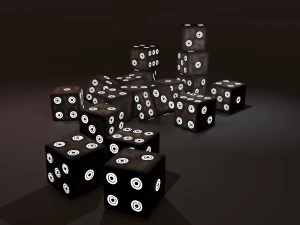 Multi-colors emissive dice package low-poly 3D Model