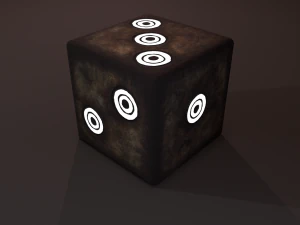 Multi-colors emissive dice package low-poly 3D Model