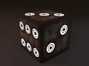 Multi-colors emissive dice package low-poly 3D Model