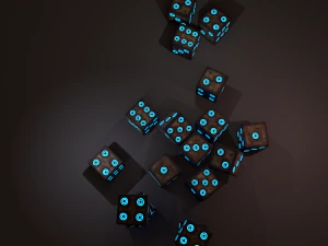 Multi-colors emissive dice package low-poly 3D Model