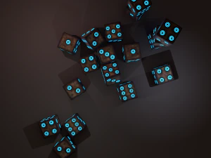 Multi-colors emissive dice package low-poly 3D Model