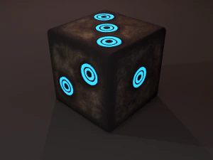 Multi-colors emissive dice package low-poly 3D Model