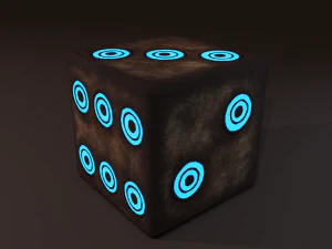 Multi-colors emissive dice package low-poly 3D Model
