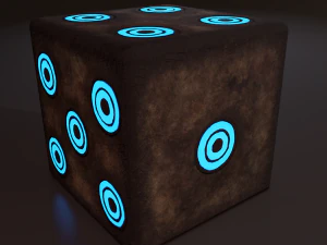 Multi-colors emissive dice package low-poly 3D Model