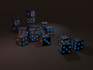 Multi-colors emissive dice package low-poly 3D मॉडल