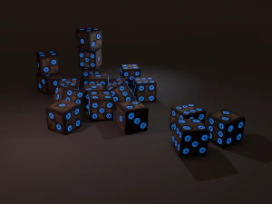 Multi-colors emissive dice package low-poly 3D Model