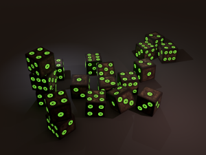 Multi-colors emissive dice package low-poly 3D मॉडल