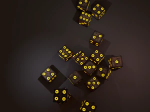 Multi-colors emissive dice package low-poly 3D Model