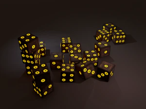 Multi-colors emissive dice package low-poly 3D Model