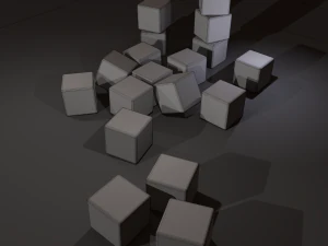 Multi-colors emissive dice package low-poly 3D Model