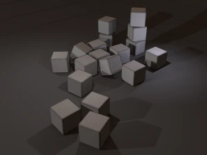Multi-colors emissive dice package low-poly 3D Model