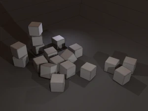 Multi-colors emissive dice package low-poly 3D Model