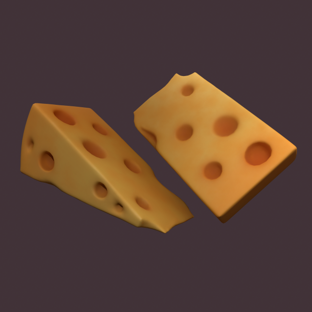 Holed cheese 3D-Modell .c4d .max .obj .3ds .fbx .stl .blend 