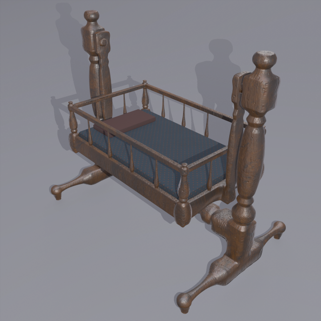 Antique medieval cradle Modelo 3D .c4d .max .obj .3ds .fbx .stl .blend