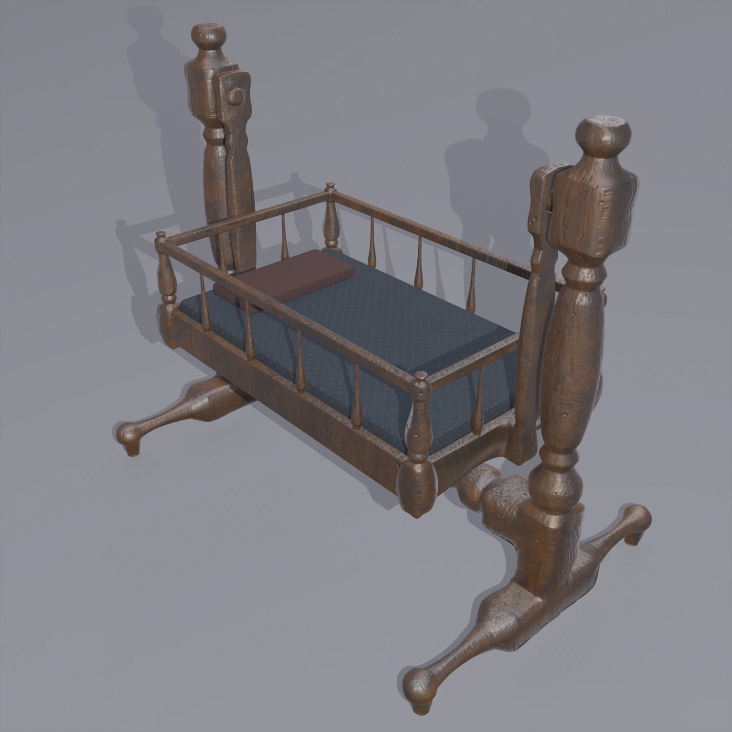 Antique medieval cradle 3D Model .c4d .max .obj .3ds .fbx .stl .blend 