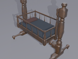 Antique medieval cradle 3D Модель