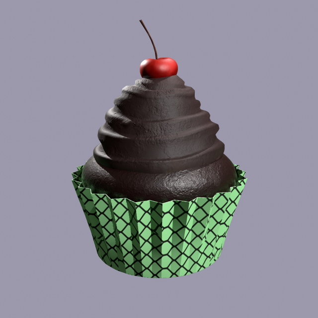 Chocolate lava cherry cupcake 3D Model .c4d .max .obj .3ds .fbx .stl .blend 