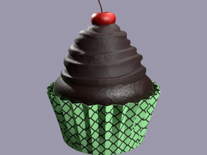 chocolate lava cherry cupcake 3D Model