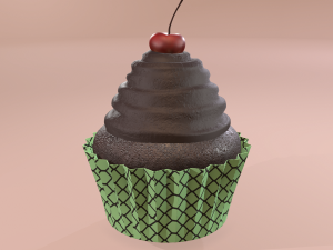 Chocolate lava cherry cupcake 3D Model