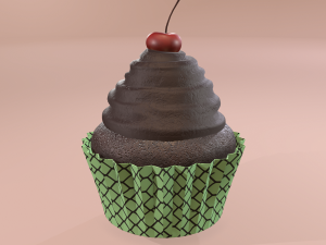 Chocolate lava cherry cupcake 3D Model