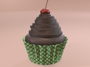 Chocolate lava cherry cupcake 3D Model