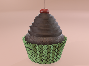 Chocolate lava cherry cupcake 3D Model