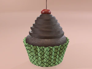 Chocolate lava cherry cupcake 3D Model