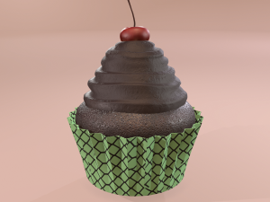 Chocolate lava cherry cupcake 3D Model