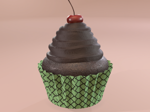 Chocolate lava cherry cupcake 3D Model