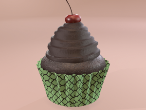 Chocolate lava cherry cupcake 3D Model