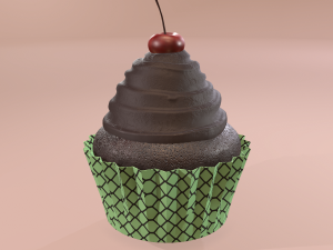 Chocolate lava cherry cupcake 3D Model
