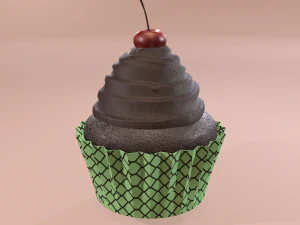 Chocolate lava cherry cupcake 3D Model