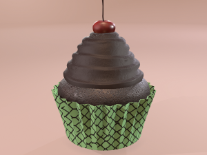 Chocolate lava cherry cupcake 3D Model