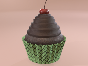 Chocolate lava cherry cupcake 3D Model