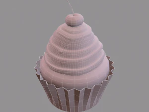 Chocolate lava cherry cupcake 3D Model