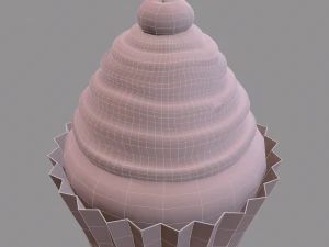 Chocolate lava cherry cupcake 3D Model