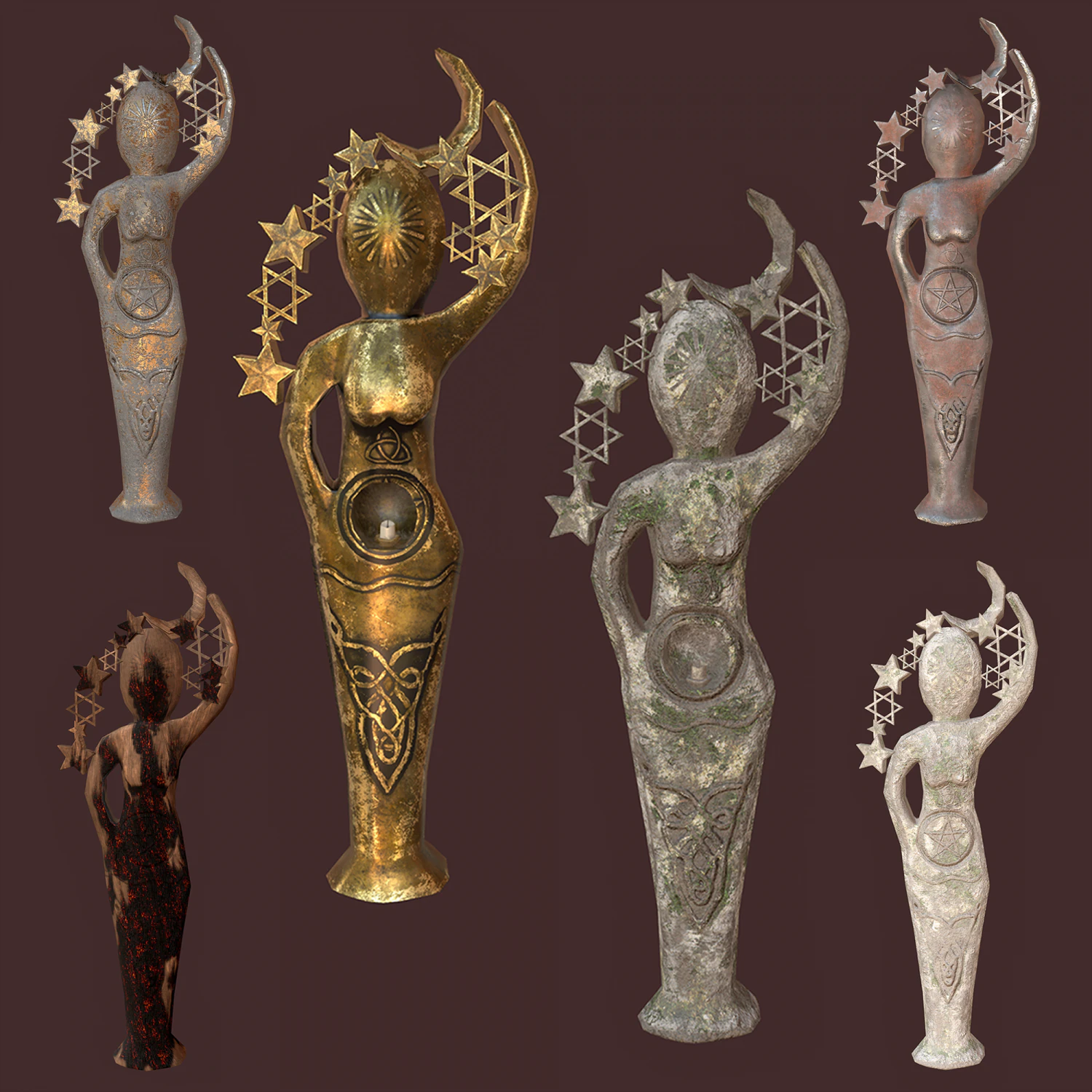 pagan statues set 3D Model .c4d .max .obj .3ds .fbx .stl .blend 