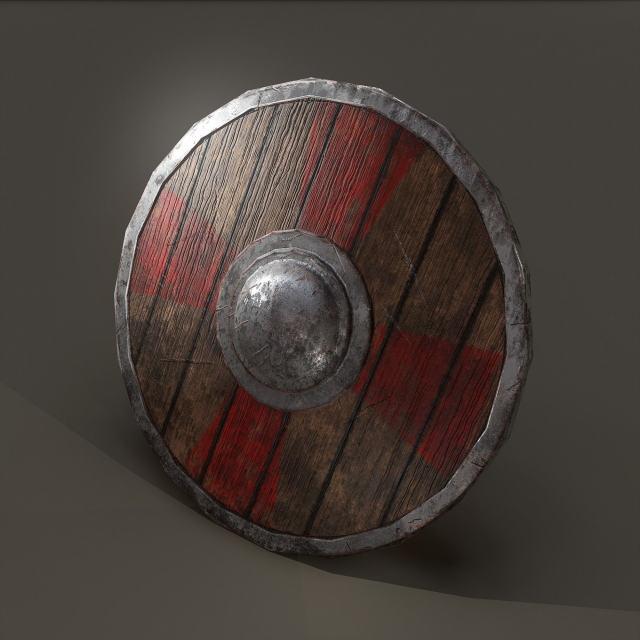 Wooden shield 3D Model .c4d .max .obj .3ds .fbx .stl .blend 