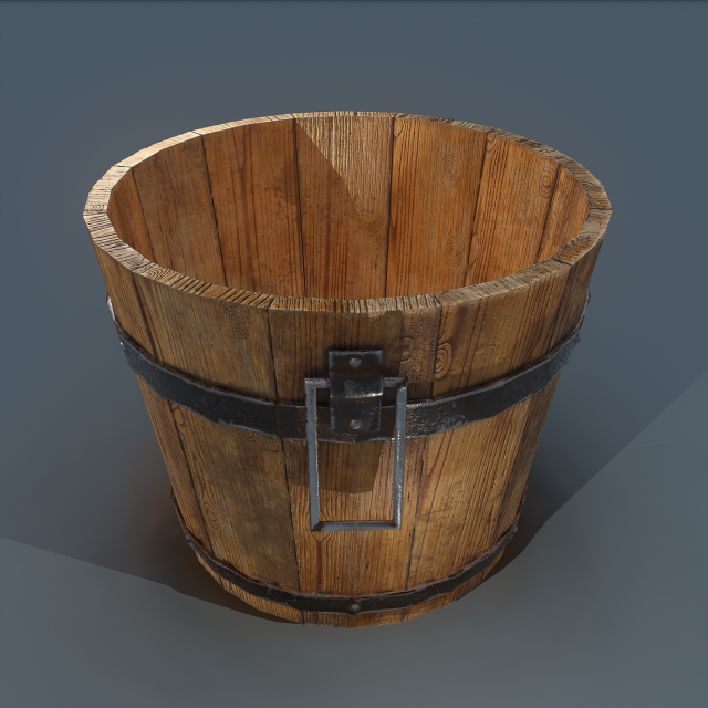 Wooden bucket 3D Model .c4d .max .obj .3ds .fbx .stl .blend 