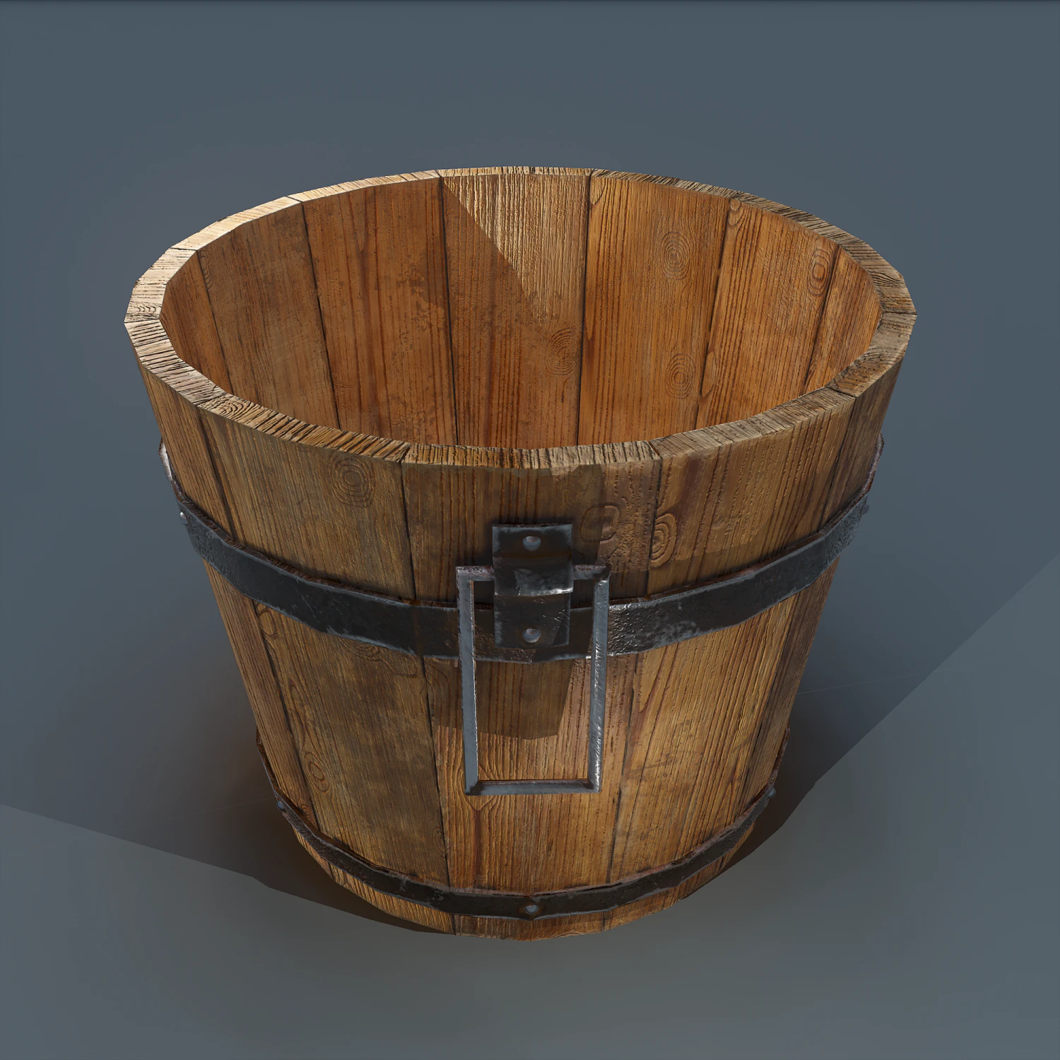 Wooden bucket 3D Model .c4d .max .obj .3ds .fbx .stl .blend 